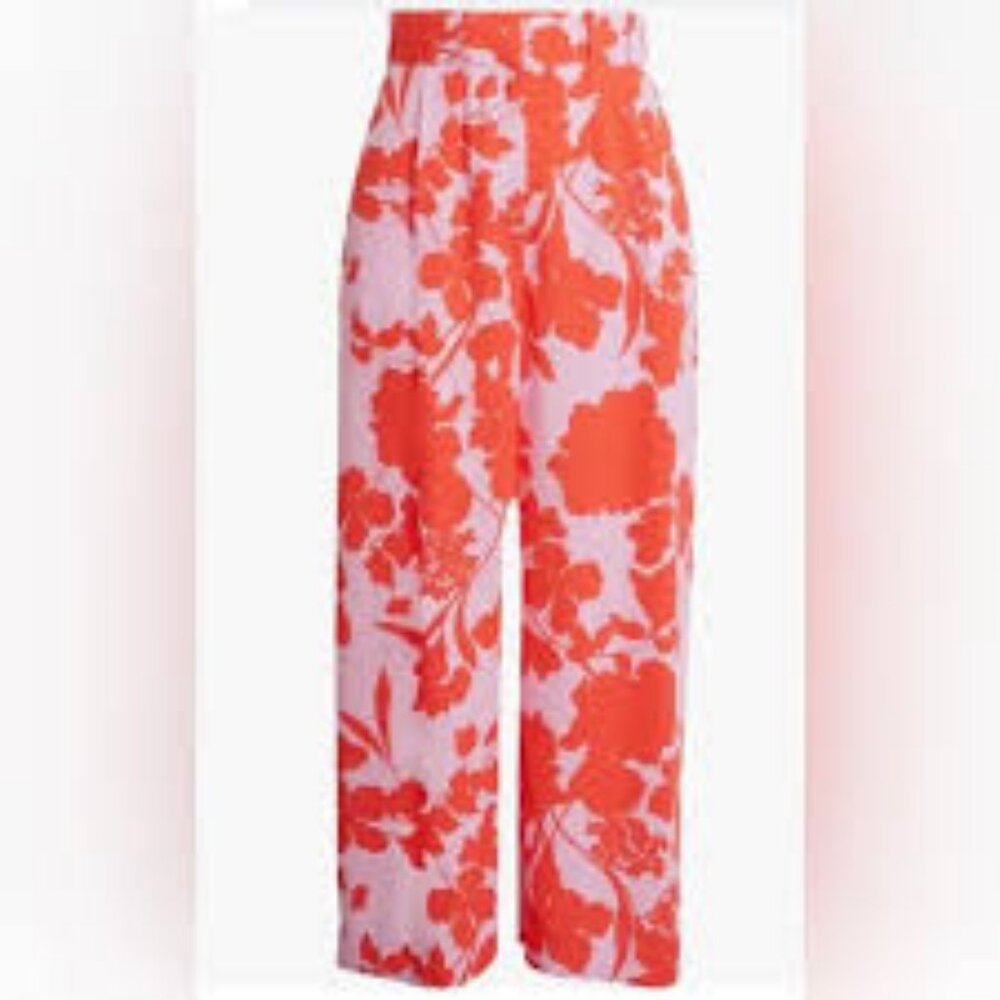 Halogen X Atlantic Pacific Wide Leg Pleat Waist Pants Colorful print Women's 12